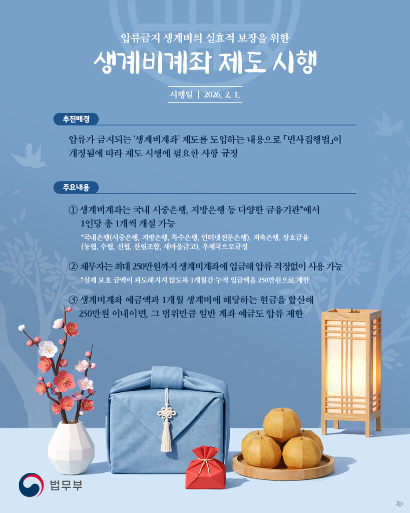 법무부 공식 발표(압류방지통장)