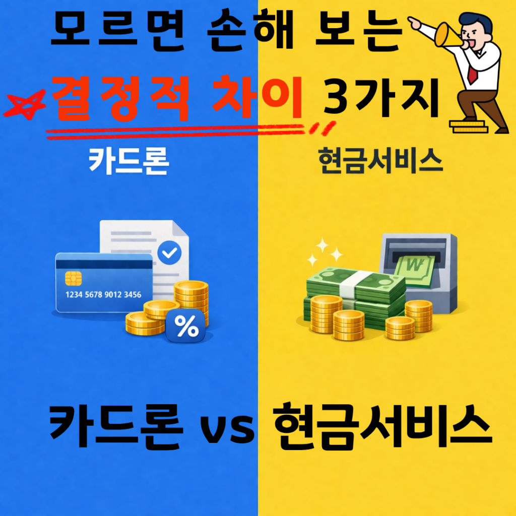 카드론 vs 현금서비스, 뭐가 다를까?